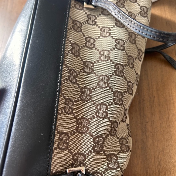 Gucci Monogram Canvas Classic Logo Rucksack Drawstring Shoulder Bag Y2K - Picture 9 of 16